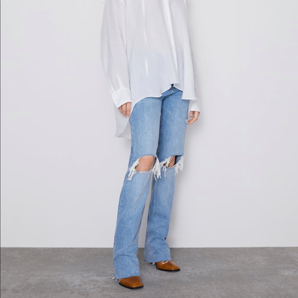 Zara premium straight jeans in misty blue